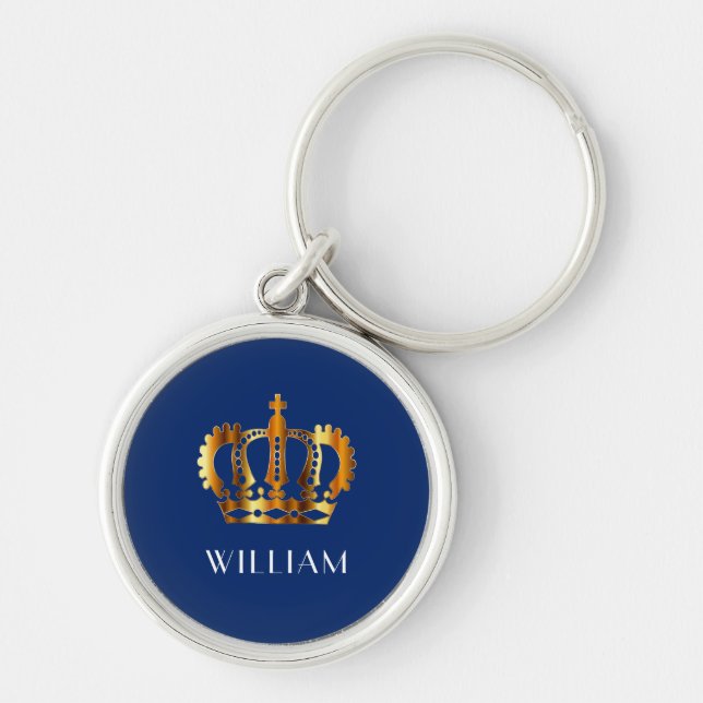 Chaveiro Coroa Azul Elegante Personalizada (Frente)