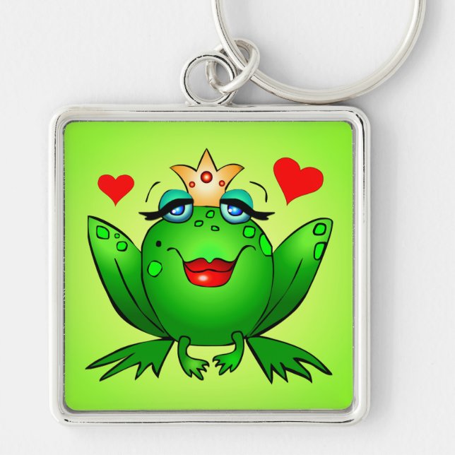 Chaveiro Coroa da Princesa Sapo e Corações Verde (Frente)