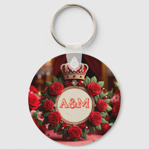 Chaveiro 👑 Coroa de Rosa Personalizada com Monograma e Nom