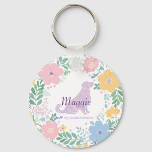 Chaveiro Coroa de Silhueta de Retriever Dourado Lavanda Fot