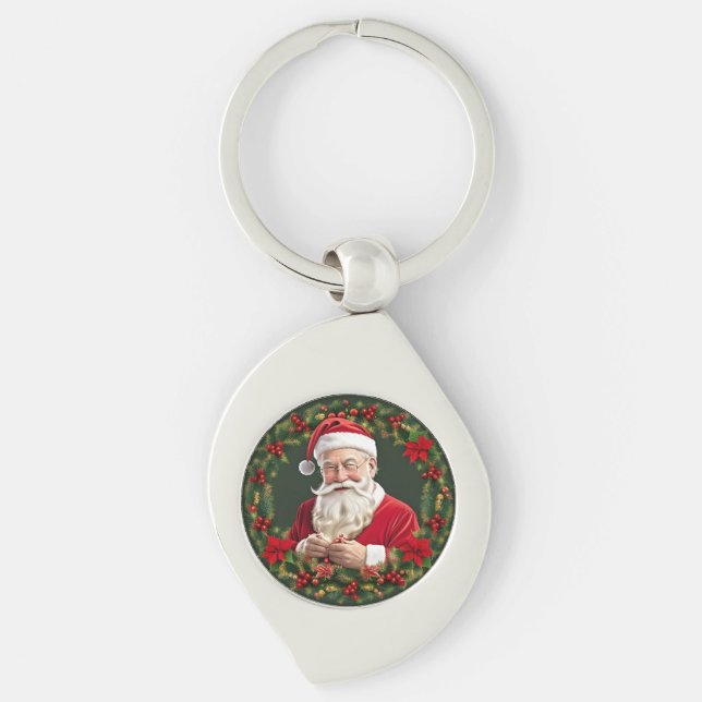 Chaveiro Coroa festiva de Natal com luzes (Frente)
