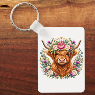 Chaveiro Coroa Floral de Vaca das Terras Altas Botânica Esc