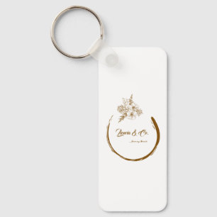 Chaveiro Coroa Floral Dourada Elegante Personalizada
