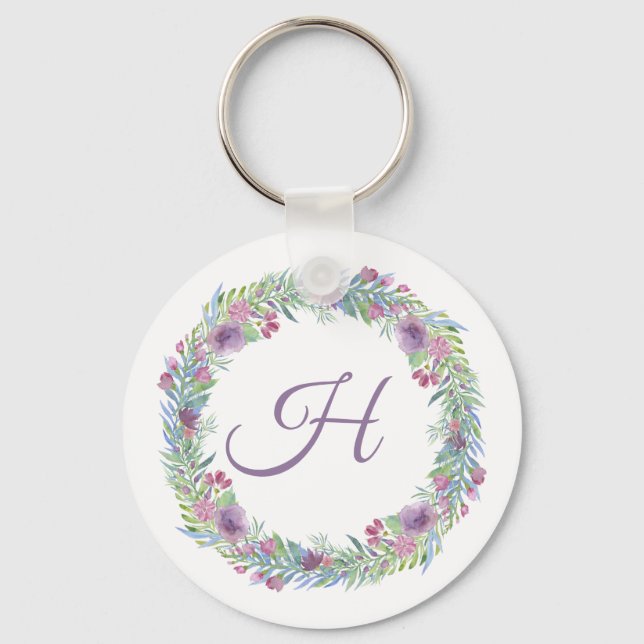 Chaveiro Coroa Floral Monogramada Personalizada (Frente)