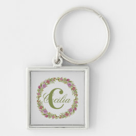 Chaveiro Coroa Floral Personalizada com Monograma de Sobren