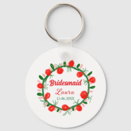 Chaveiro coroa verde vermelha cir adicionar nome bridesmaid