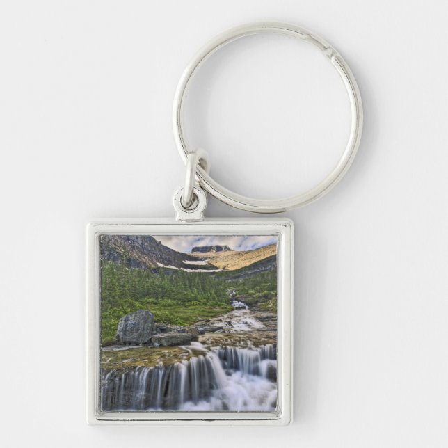 Chaveiro Córrego em cascata, Parque Nacional Glacier, (Frente)