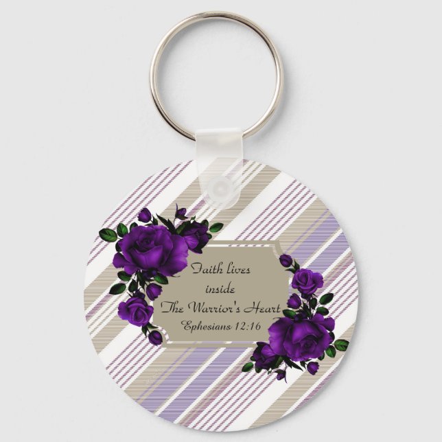 Chaveiro Corrente bonito com chave floral de Lavanda com di (Frente)