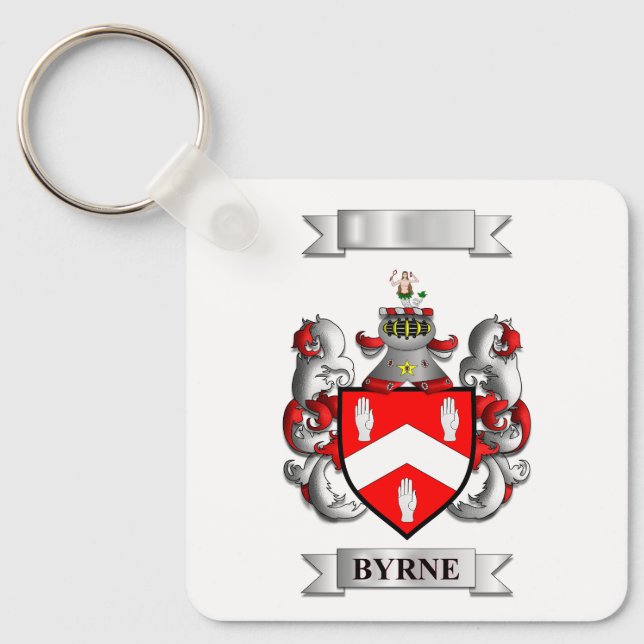 Chaveiro Corrente Byrne Sobrenome e Escudo (Frente)