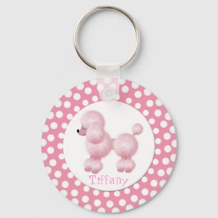 Chaveiro Corrente chave da caniche cor-de-rosa e branca