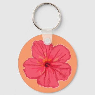 Chaveiro Corrente chave da flor cor-de-rosa do hibiscus