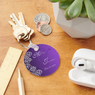 Chaveiro Corrente-chave Damask Royal Purple Wedding