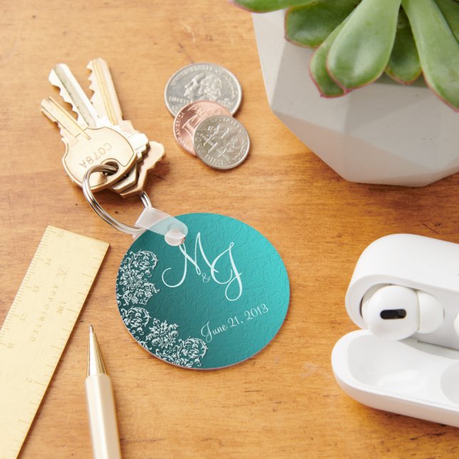 Chaveiro Corrente-chave Damask Turquoise Wedding (Mesa)