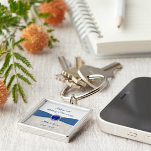 Chaveiro Corrente-chave de aniversário de casamento Damask 