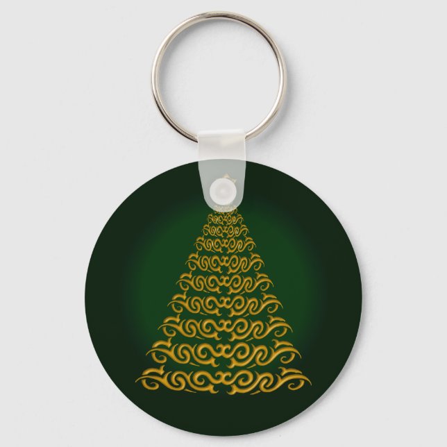Chaveiro Corrente-chave de árvore de Natal Verde Elegante (Frente)