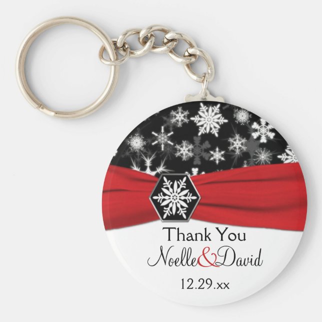 Chaveiro Corrente-chave de Casamento Preta, Branca, Flocos  (Frente)