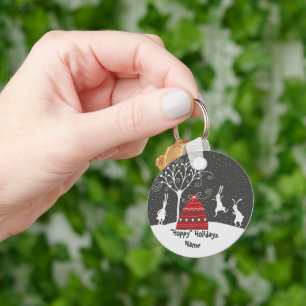 Chaveiro Corrente-chave de Feriados Coelhinhos de inverno