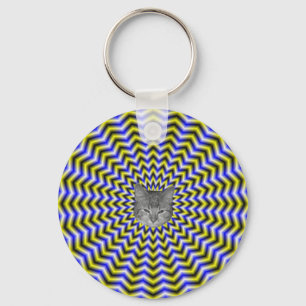 Chaveiro Corrente-chave de ondulação azul e amarelo de zigu