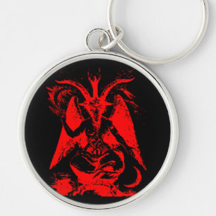 Chaveiro Corrente chave de prata vermelha de Baphomet