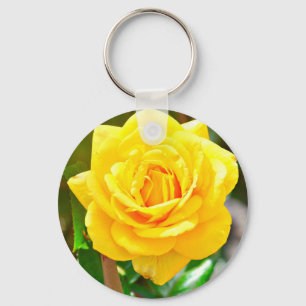 Chaveiro Corrente chave de rosa amarelo