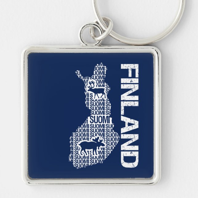 Chaveiro Corrente chave do MAPA customizável de FINLANDIA (Frente)