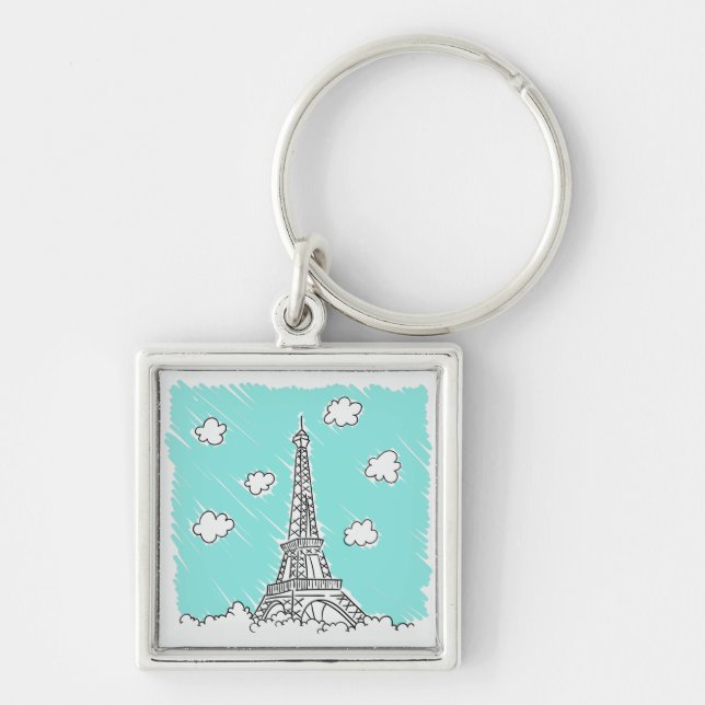 Chaveiro Corrente-chave Ilustração de Torre Eiffel (Frente)