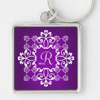 Chaveiro Corrente chave Monogrammed do damasco roxo e