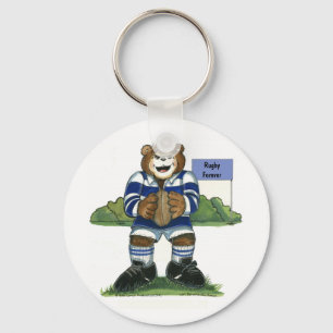 Chaveiro Corrente chave - urso masculino do rugby no azul