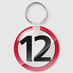 Chaveiro Corrente chave vermelha do número 12