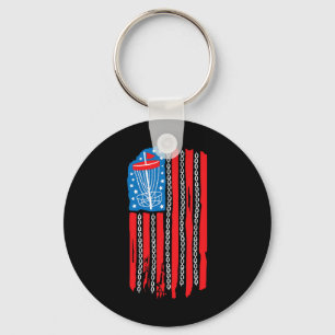 Chaveiro Corrente de Cesto de Disco Golfe Bandeira American