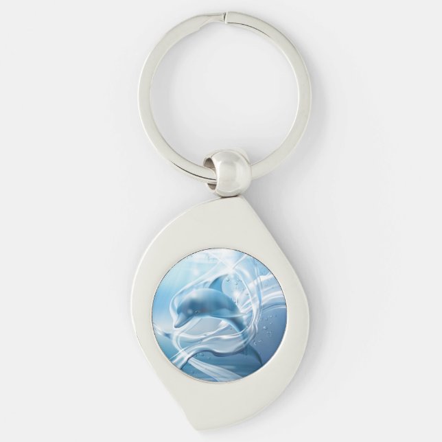 Chaveiro Corrente de chave de golfinho azul (Frente)