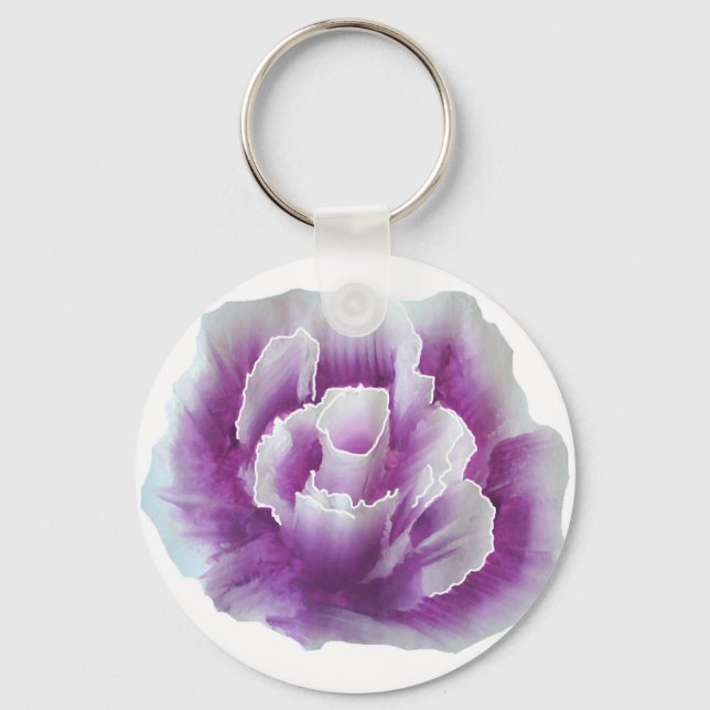 Chaveiro Corrente de Chave de Pintura de Rosa Roxo (Frente)