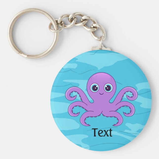 Chaveiro Corrente de Chave Design de Octopus Roxo (Frente)