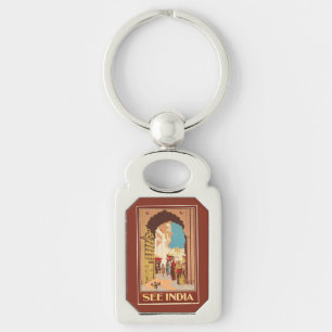Chaveiro Corrente de chave do Poster de viagens Vintage Ind