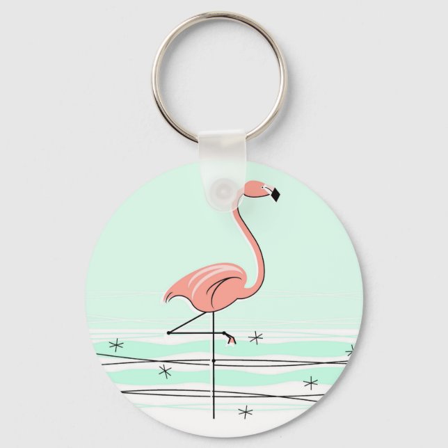 Chaveiro Corrente de chave Flamingo verde (Frente)