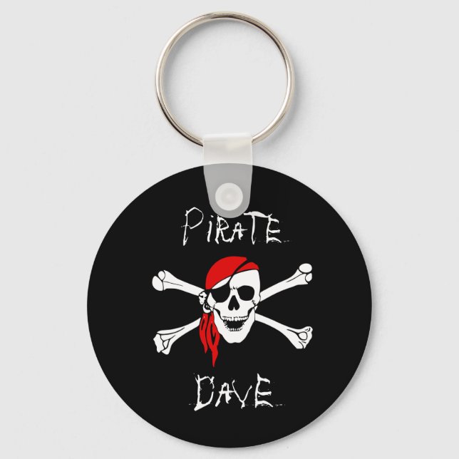 Chaveiro Corrente de Chave Presente Caveira de Pirata Preto (Frente)