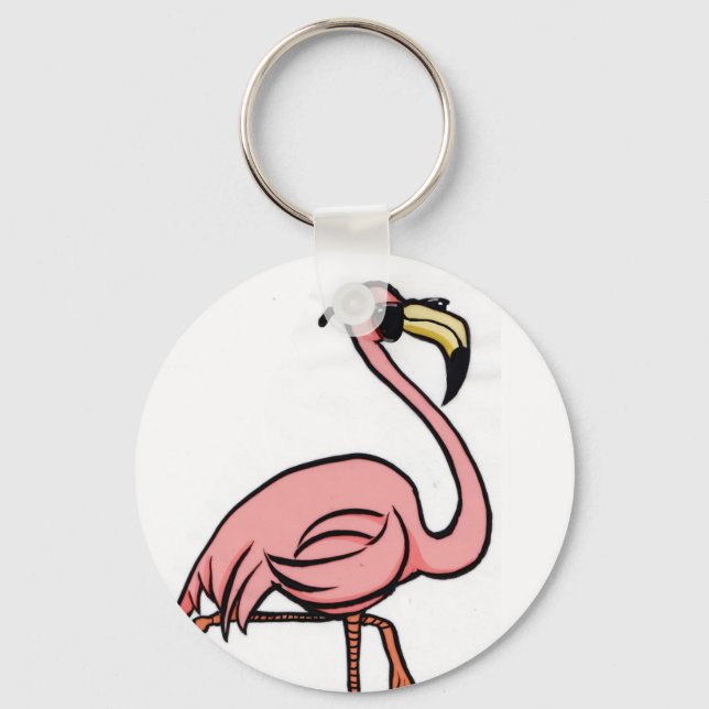 Chaveiro Corrente de chave redonda legal flamingo (Frente)