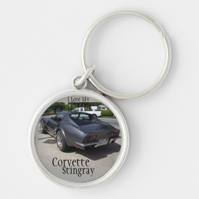Chaveiro Corrente de chave Stingray Corvette cinza (Frente)