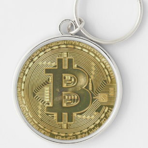 Chaveiro Corrente de Chaves de Criptomoeda Bitcoin Dourado