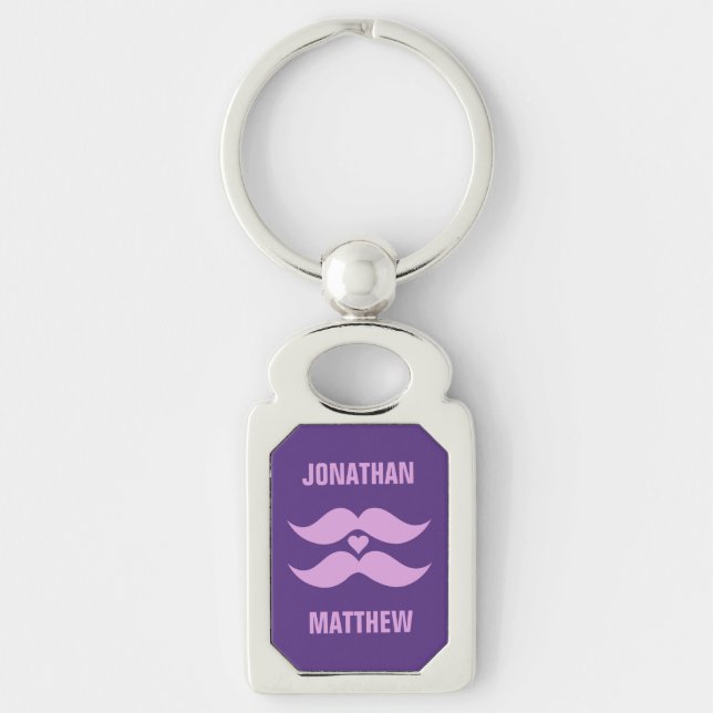 Chaveiro Corrente de chaves personalizadas Pink Mustaches (Frente)