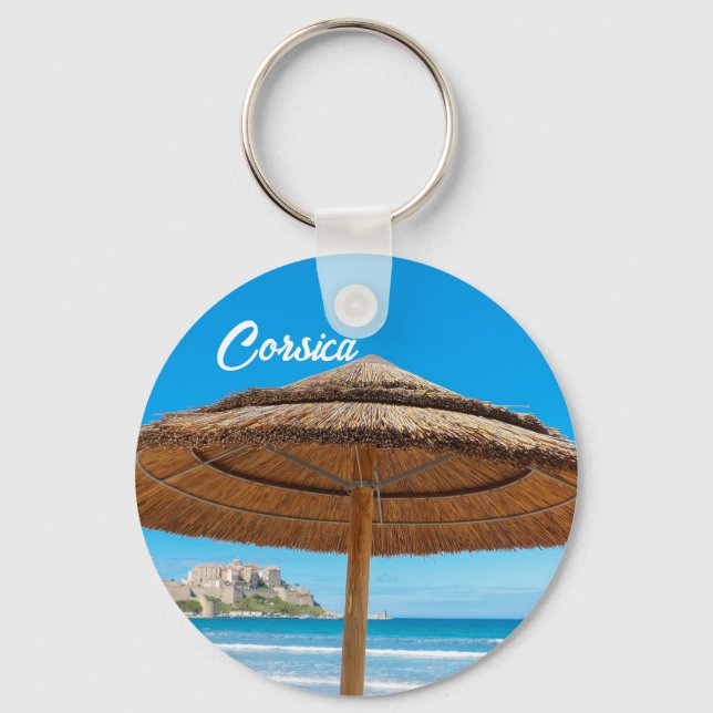 Chaveiro Córsega Calvi Citadel e Beach Souvenir (Frente)