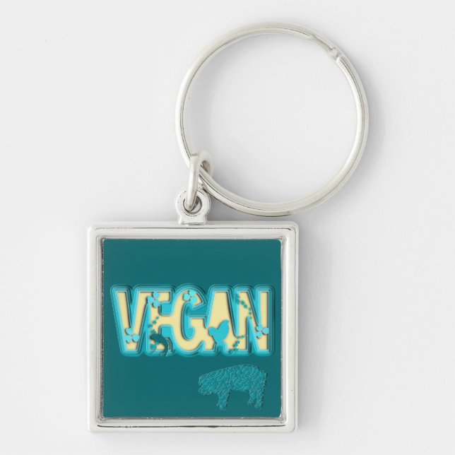 Chaveiro Corte de papel vegetariano (Frente)
