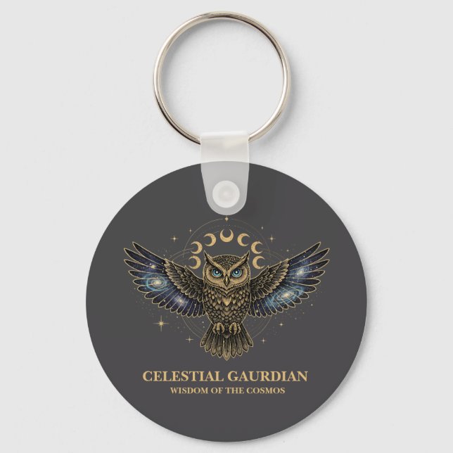 Chaveiro Coruja Celestial Guardiã Cósmica (Frente)