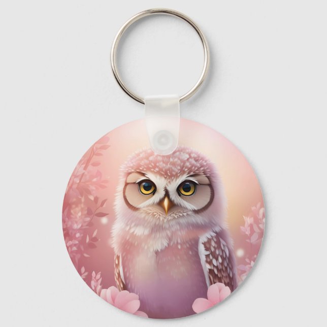 Chaveiro Coruja-Coruja Rosa-Rosa-Bonita (Frente)