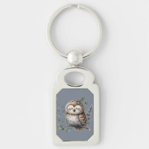 Chaveiro Coruja de Cores-d'Água Cons com Estilo Floral de M