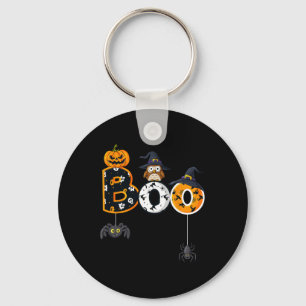 Chaveiro Coruja de Halloween com aranhas de bruxa