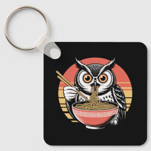 Chaveiro Coruja Escorregando Ramen Japonês Estilo Ukiyo-e V