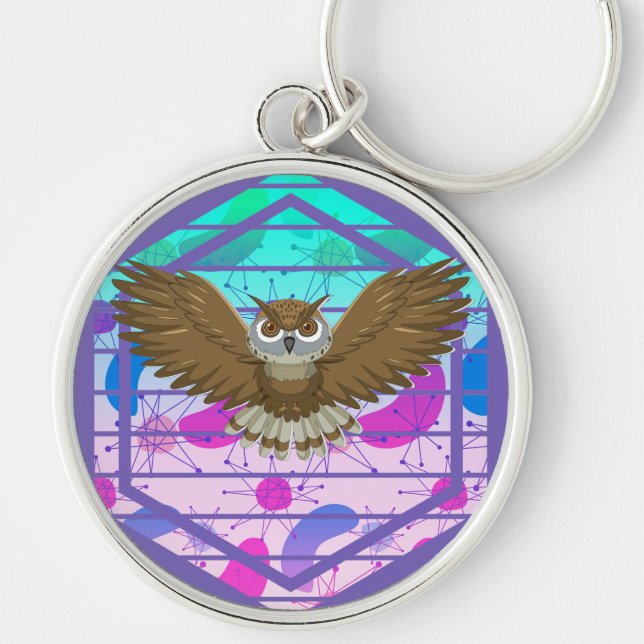 Chaveiro Coruja Moderna do meio século (Frente)