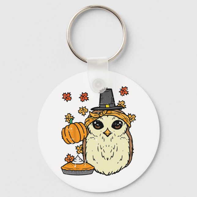 Chaveiro Coruja Pergrim Cute Fall Autumn Women Gi (Frente)