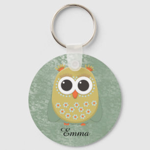 Chaveiro Coruja Personalizada Amarela Verde Azul Laranja em